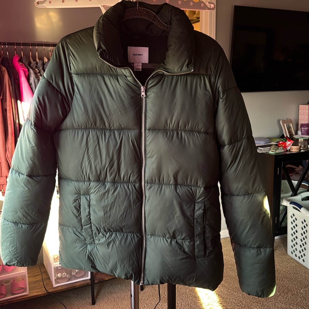 Hunter green puffer coat